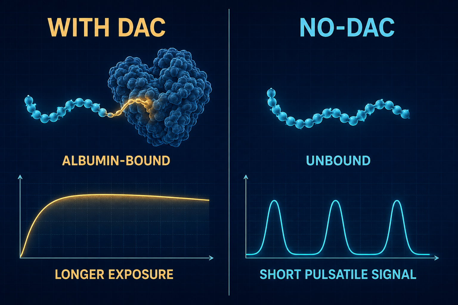 CJC-1295 with DAC compared with No-DAC sustained and pulsatile research signals