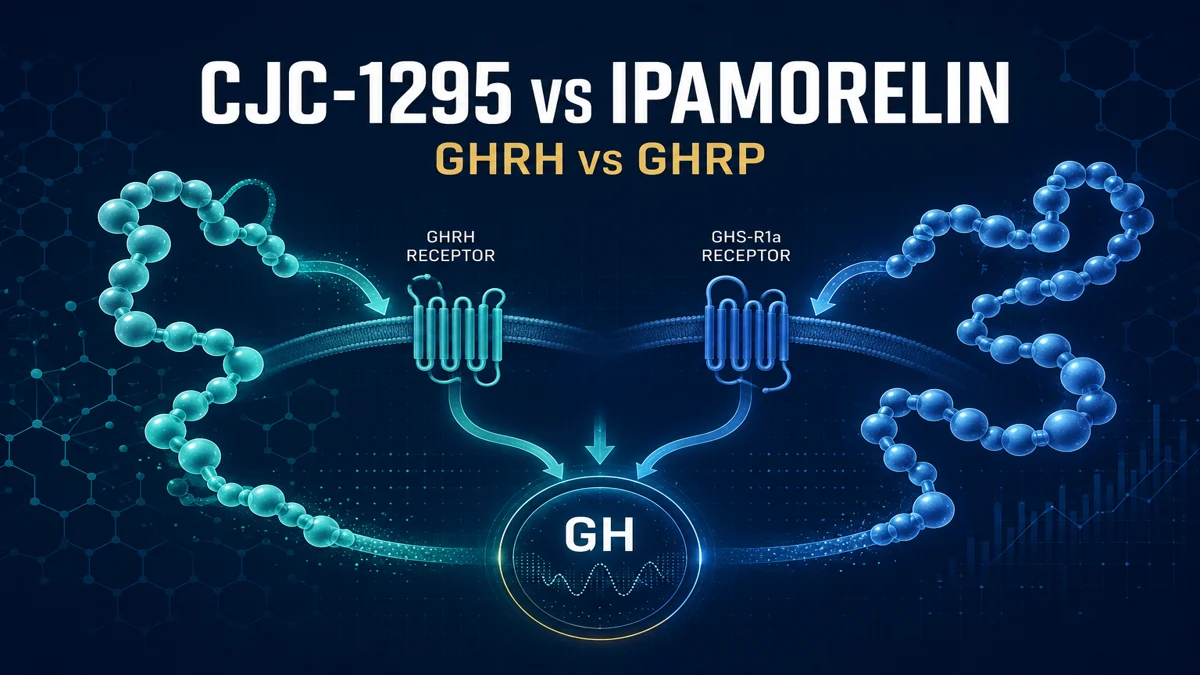 Anglo Peptides illustration comparing CJC-1295 and Ipamorelin research